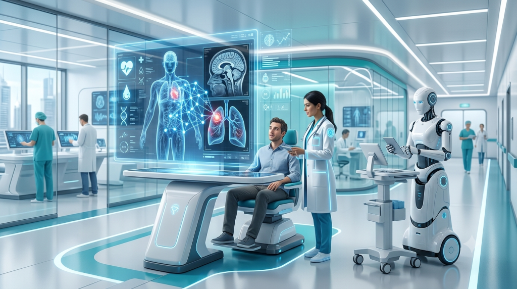 AI Technology in 2026: The Complete Guide to Artificial Intelligence, Applications & Future Trends 3 Artificial intelligence assisting healthcare professionals with medical imaging and diagnosis